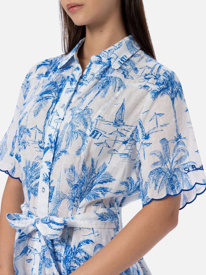 Mc2 Saint Barth Woman flower linen dress Hermione Vendite Flash