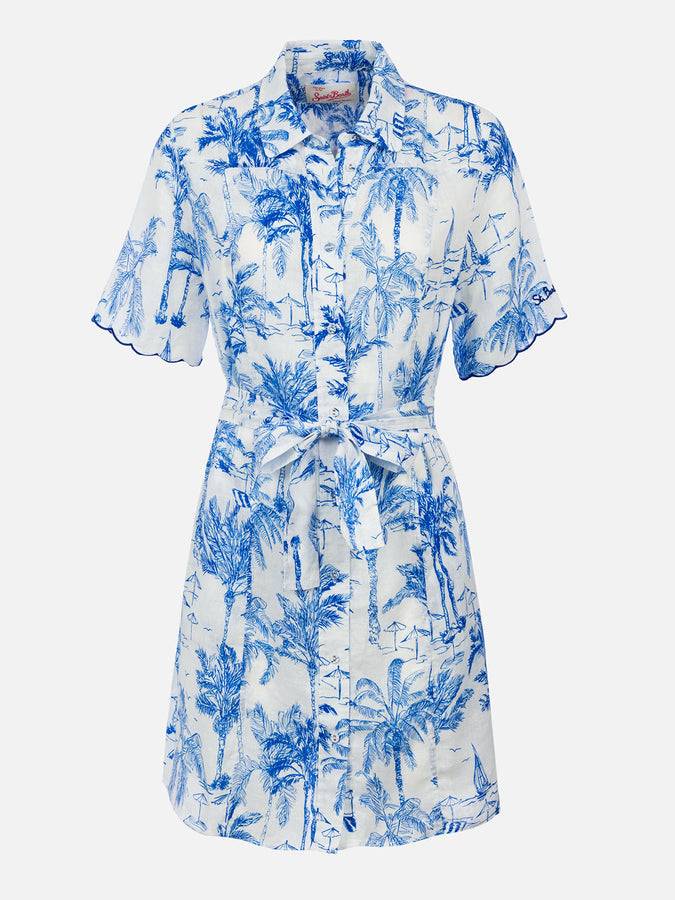 Mc2 Saint Barth Woman flower linen dress Hermione Vendite Flash