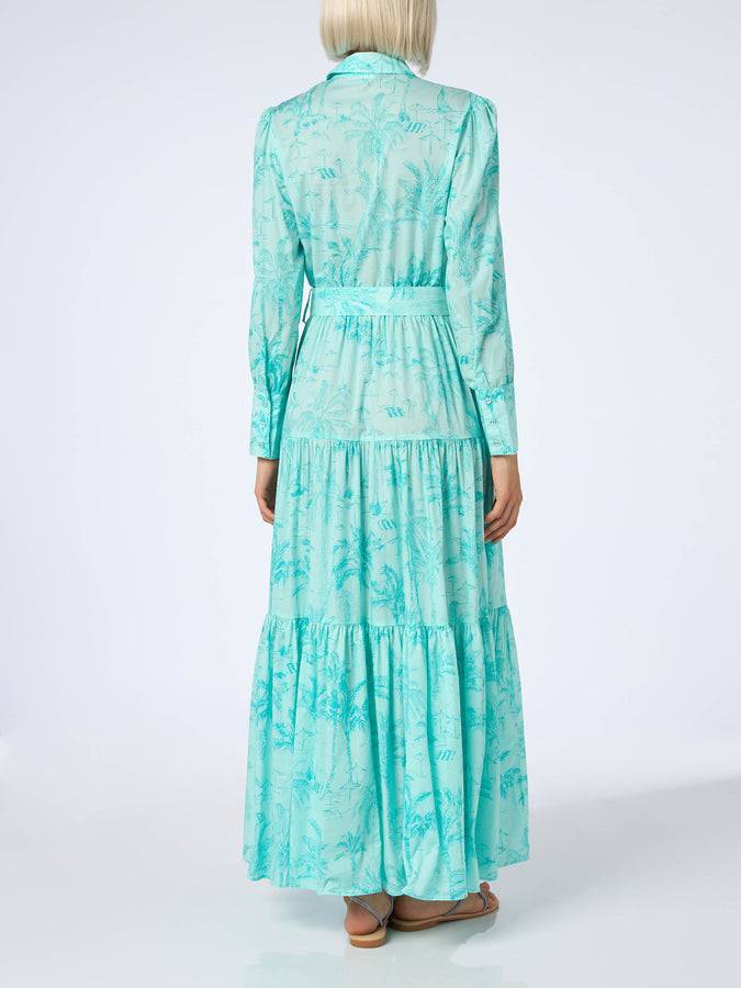 Mc2 Saint Barth Woman water green toile de jouy cotton dress Jensen 2025