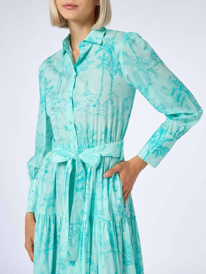 Mc2 Saint Barth Woman water green toile de jouy cotton dress Jensen 2025