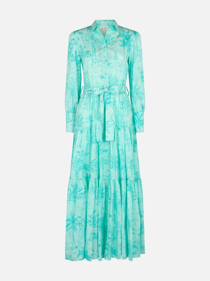 Mc2 Saint Barth Woman water green toile de jouy cotton dress Jensen 2025