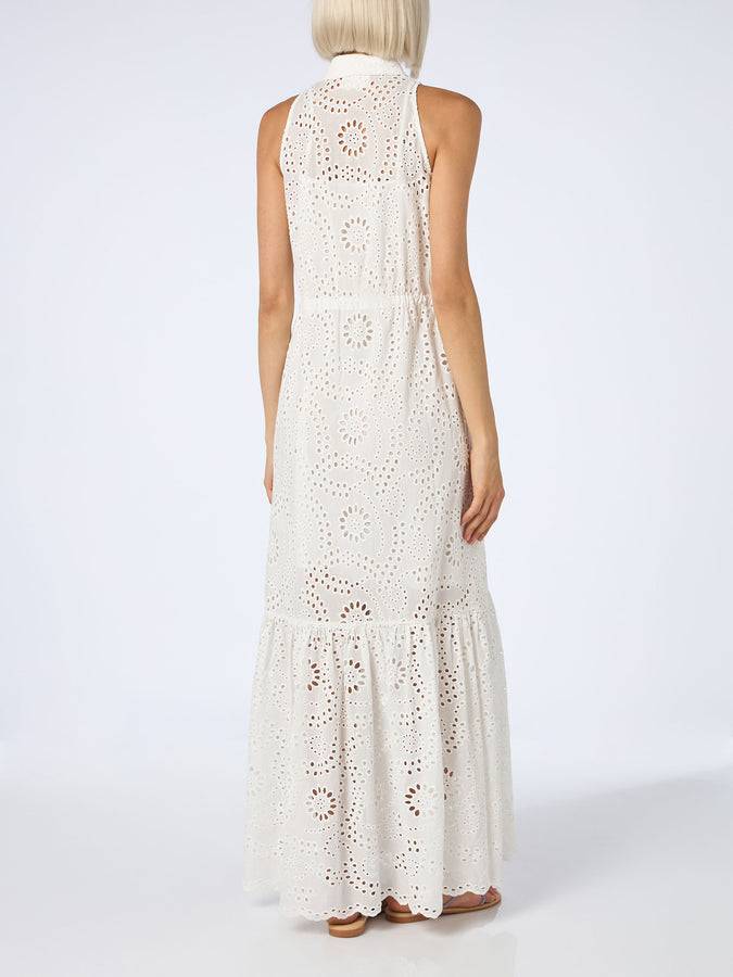 Mc2 Saint Barth Woman white Sangallo lace halterneck dress Ida Italy