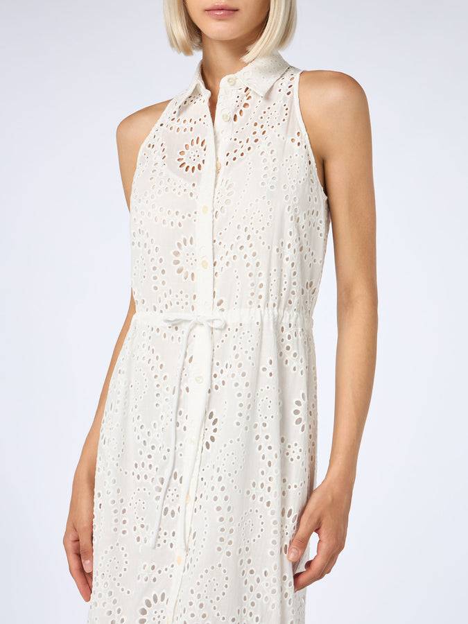 Mc2 Saint Barth Woman white Sangallo lace halterneck dress Ida Italy