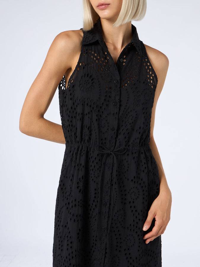 Mc2 Saint Barth Woman black Sangallo lace halterneck dress Italia