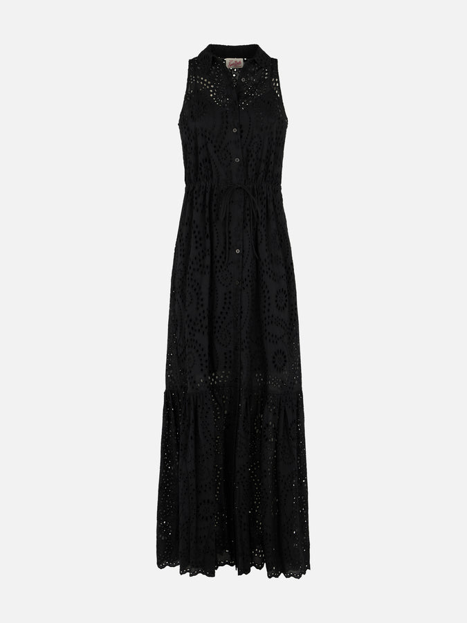 Mc2 Saint Barth Woman black Sangallo lace halterneck dress Italia