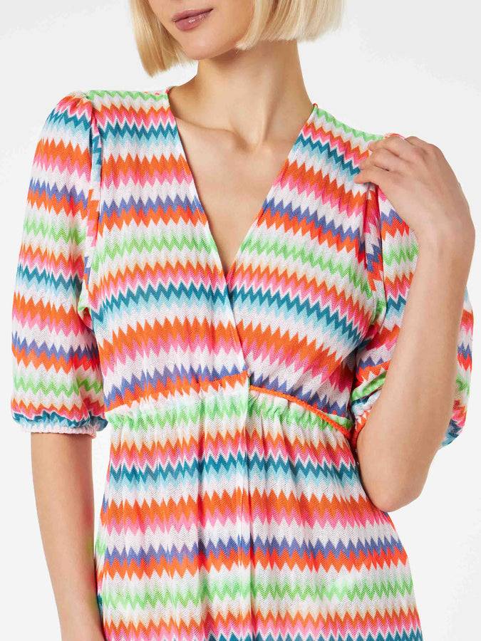 Mc2 Saint Barth Abito lungo da spiaggia in maglia chevron Qualità Garantita
