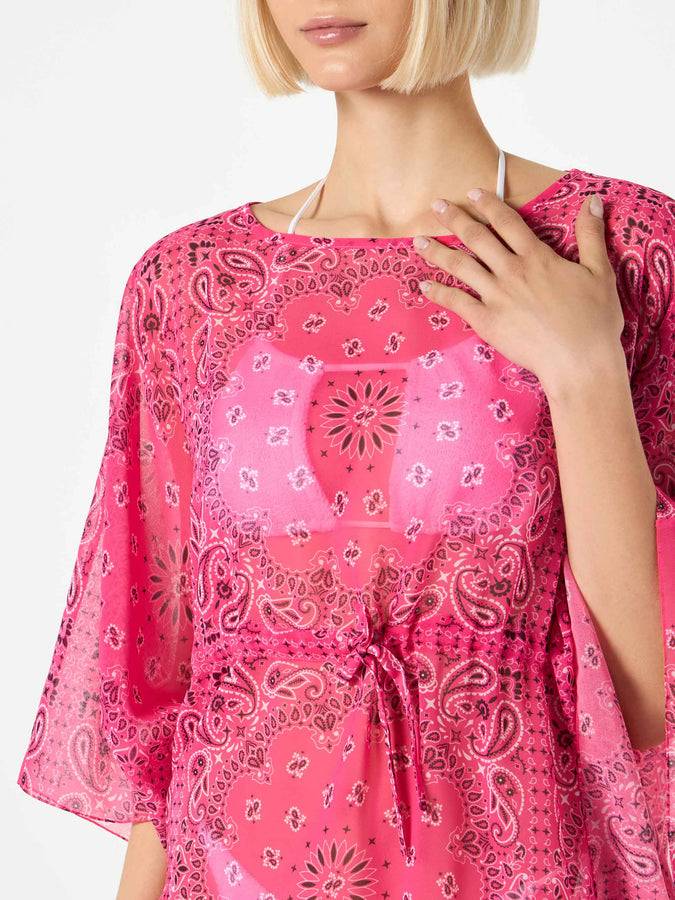 Mc2 Saint Barth Caftano rosa fluo stampa bandana Convenienza