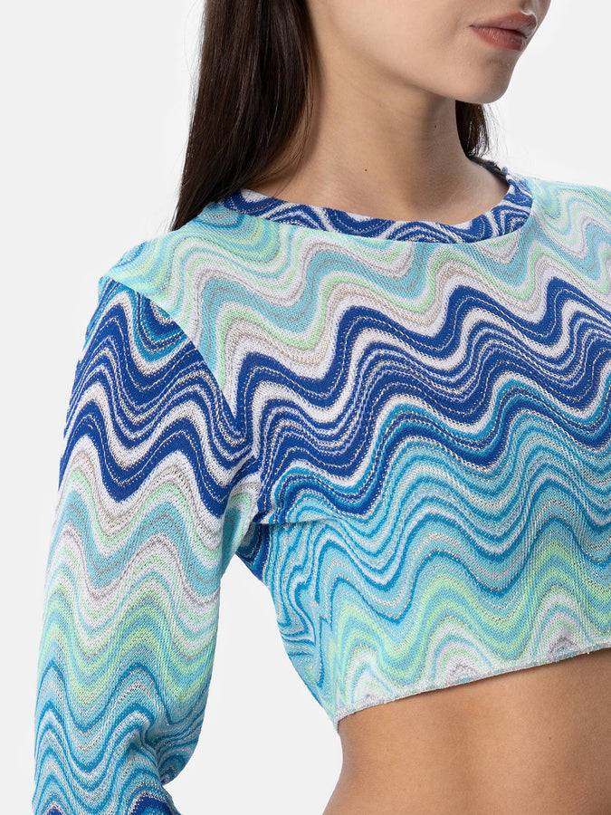 Mc2 Saint Barth T-shirt cropped Siviglia da donna in maglia raschel Online