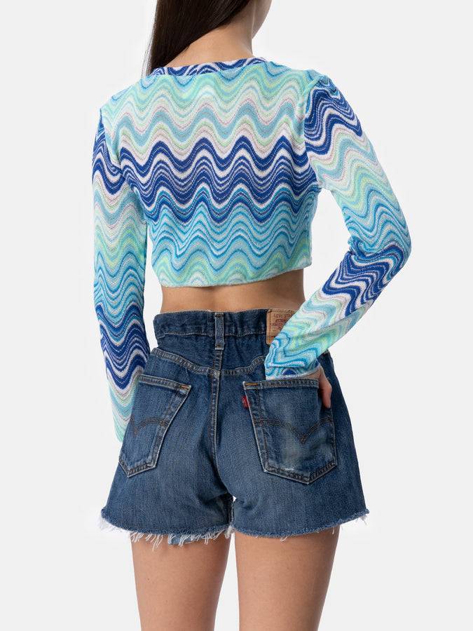Mc2 Saint Barth T-shirt cropped Siviglia da donna in maglia raschel Online