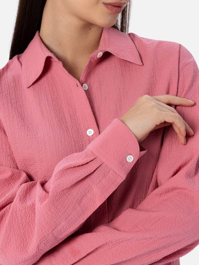 Mc2 Saint Barth Woman pink seersucker shirt Aisha Outlet
