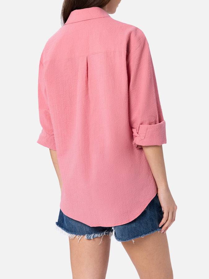 Mc2 Saint Barth Woman pink seersucker shirt Aisha Outlet
