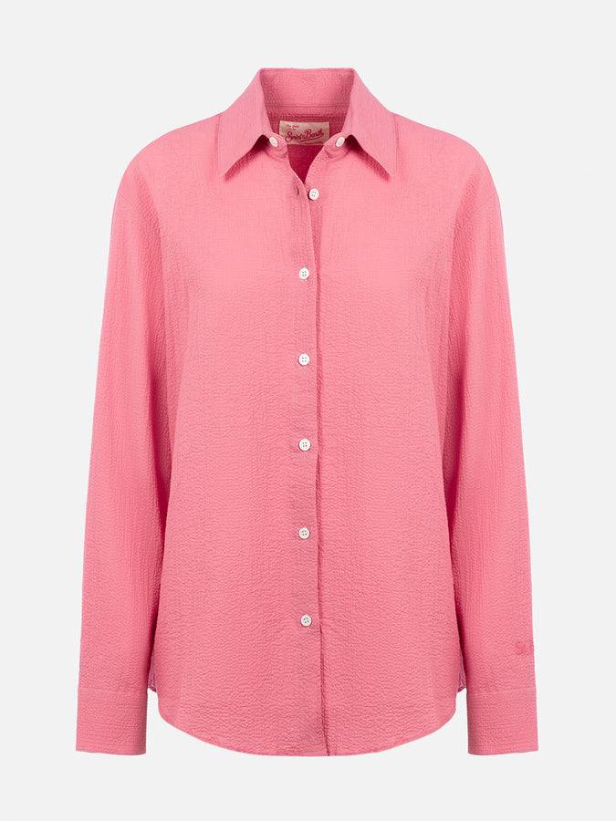 Mc2 Saint Barth Woman pink seersucker shirt Aisha Outlet