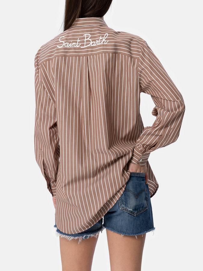 Mc2 Saint Barth Camicia over da donna Brigitte in cotone stampa righe Hotsell
