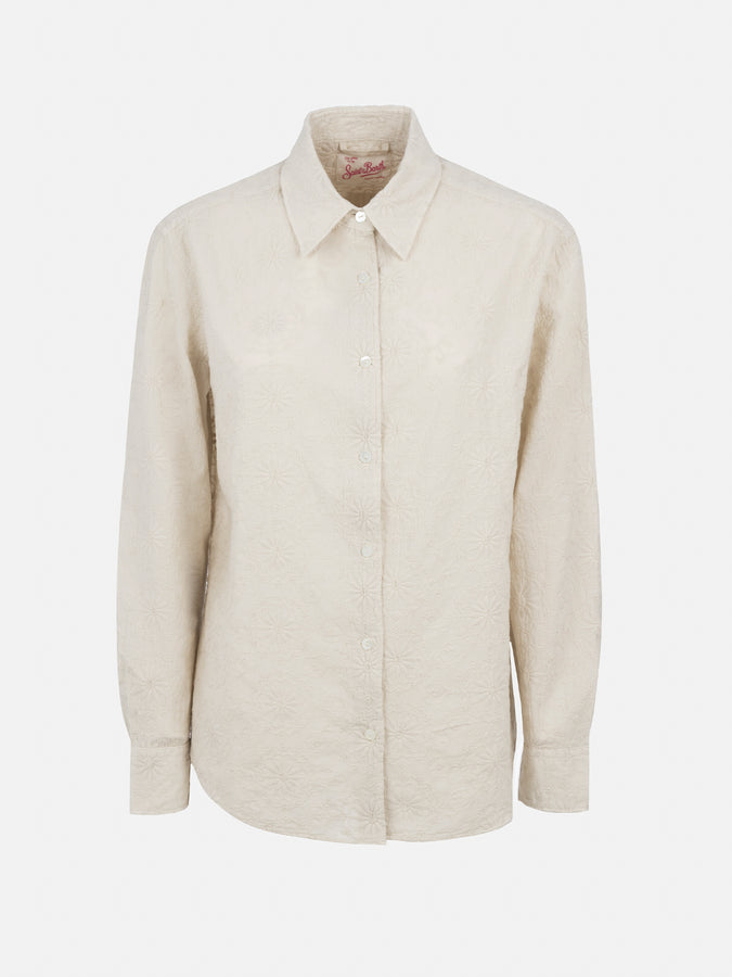 Mc2 Saint Barth Camicia classica da donna in cotone Sangallo Meredith Vendita Calda