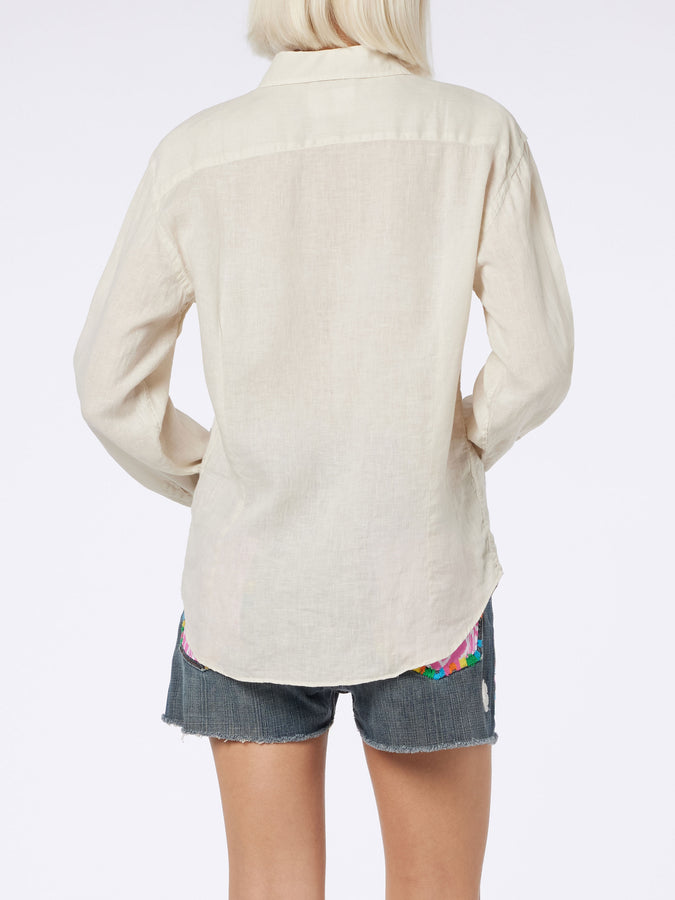 Mc2 Saint Barth Camicia da donna in lino bianco sporco Meredith Saldi Di Fabbrica