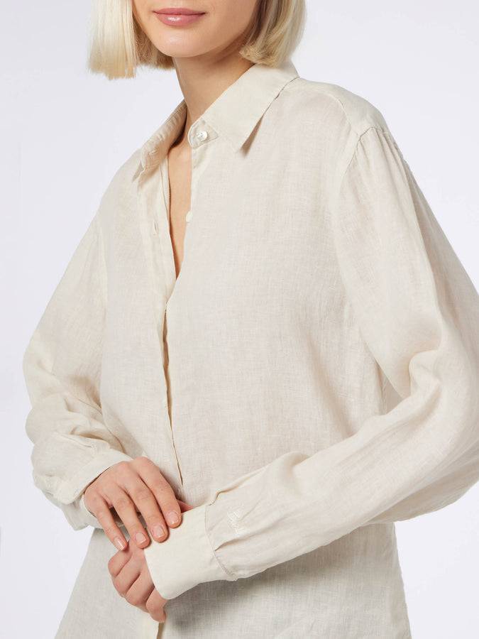 Mc2 Saint Barth Camicia da donna in lino bianco sporco Meredith Saldi Di Fabbrica