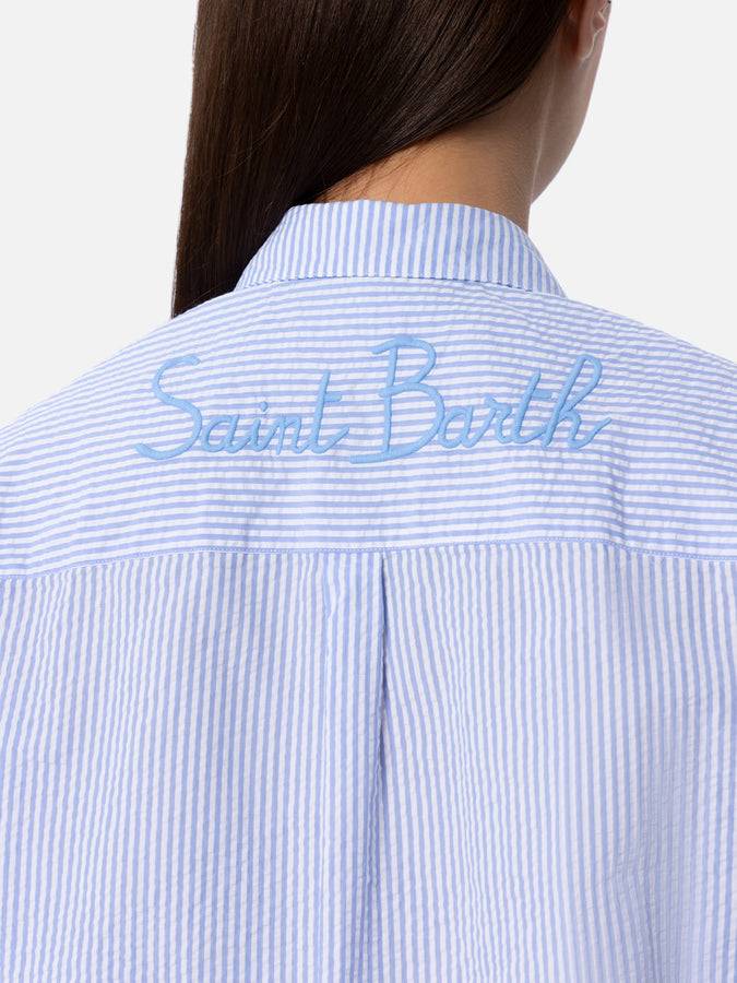 Mc2 Saint Barth Camicia da donna over in cotone seersucker Brigitte Negozio
