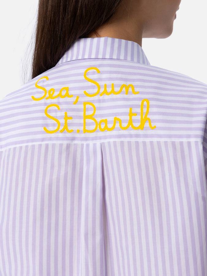 Mc2 Saint Barth Camicia over da donna Brigitte in cotone stampa righe In Saldo