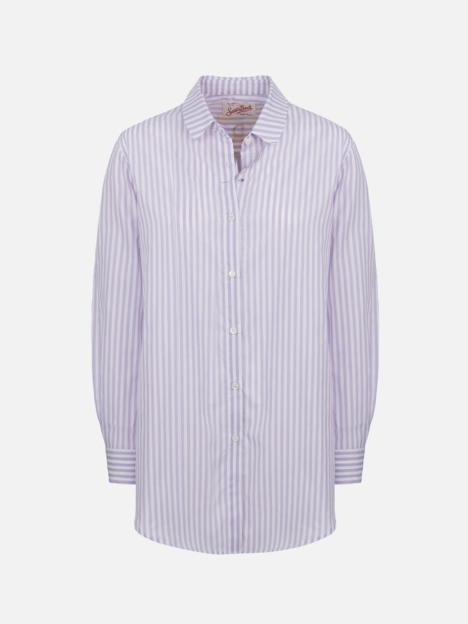 Mc2 Saint Barth Camicia over da donna Brigitte in cotone stampa righe In Saldo