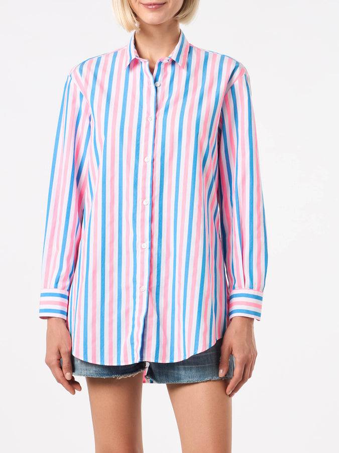 Mc2 Saint Barth Camicia in cotone a righe con ricamo Dreaming St. Barth Latest stili