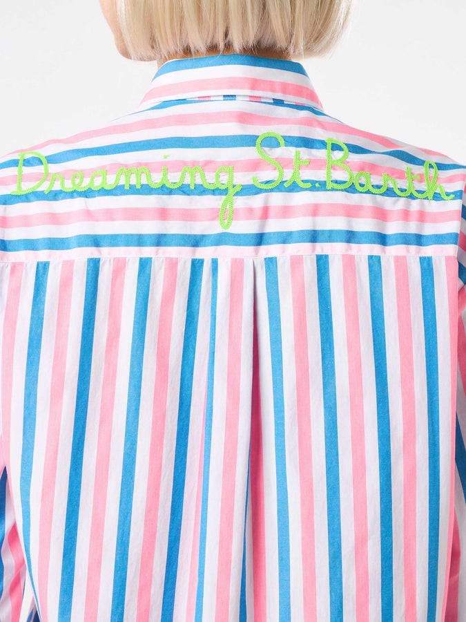 Mc2 Saint Barth Camicia in cotone a righe con ricamo Dreaming St. Barth Latest stili