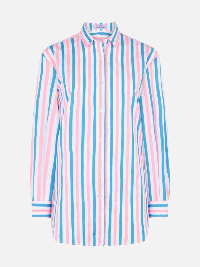 Mc2 Saint Barth Camicia in cotone a righe con ricamo Dreaming St. Barth Latest stili