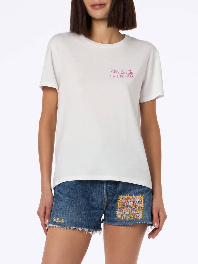 Mc2 Saint Barth Woman cotton jersey crewneck t-shirt Emilie with Baciami alle Boe print | ALLE BOE SPECIAL EDITION Italia