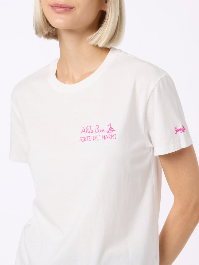 Mc2 Saint Barth Woman cotton jersey crewneck t-shirt Emilie with Amo Forte print | ALLE BOE SPECIAL EDITION 2025
