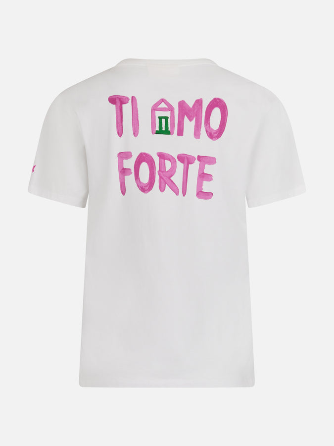 Mc2 Saint Barth Woman cotton jersey crewneck t-shirt Emilie with Amo Forte print | ALLE BOE SPECIAL EDITION 2025