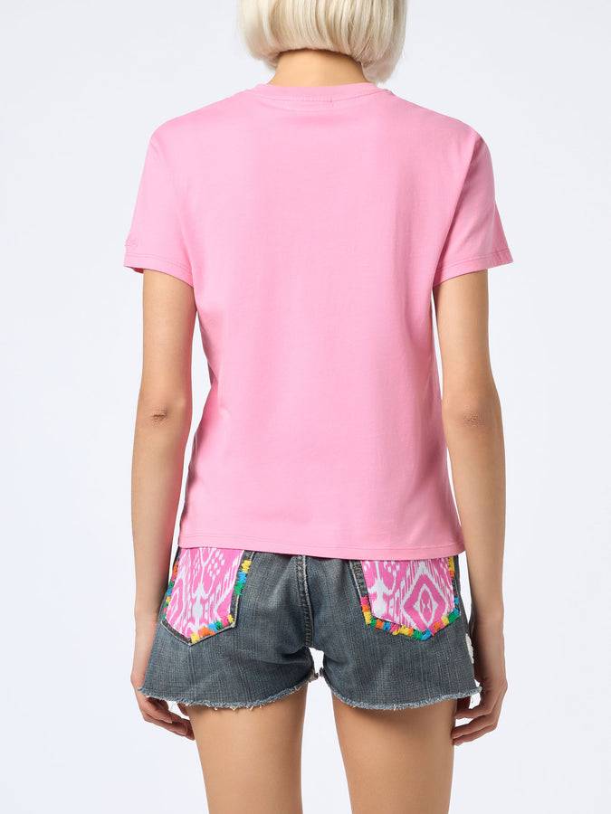 Mc2 Saint Barth T-shirt da donna girocollo Emilie in jersey di cotone con ricamo Stressed but Well Dressed In Linea