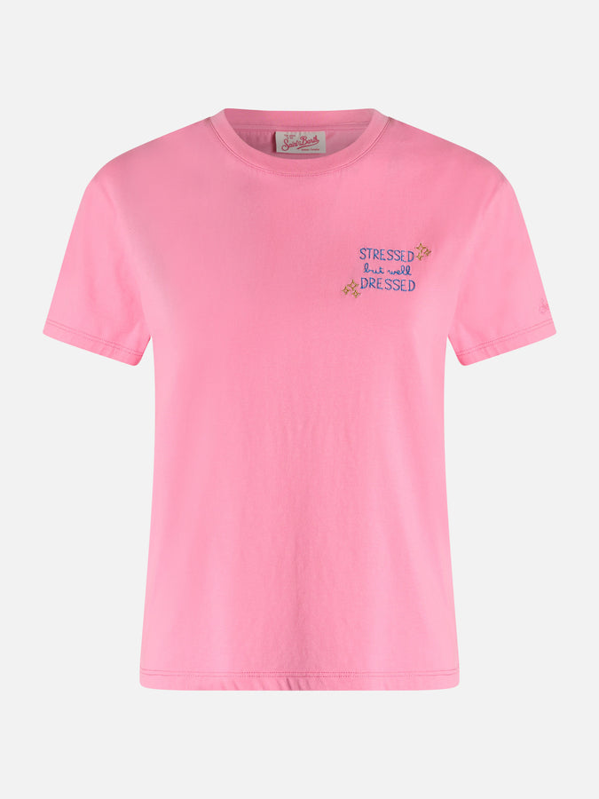 Mc2 Saint Barth T-shirt da donna girocollo Emilie in jersey di cotone con ricamo Stressed but Well Dressed In Linea