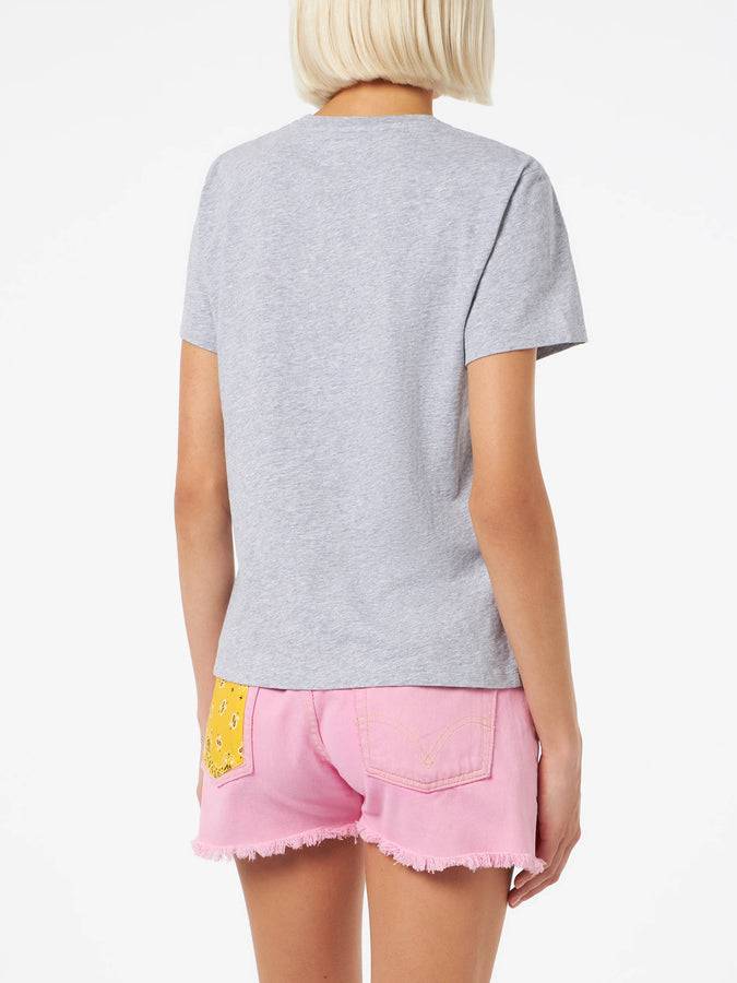 Mc2 Saint Barth T-shirt da donna girocollo Emilie in jersey di cotone con stampa Saint Barth Beach Club Qualità