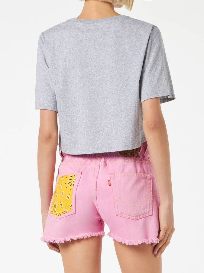 Mc2 Saint Barth T-shirt crop da donna con stampa Angelo Fiorucci | FIORUCCI EDIZIONE SPECIALE Spedizione Gratuita