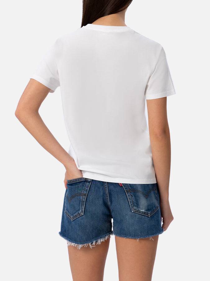 Mc2 Saint Barth T-shirt da donna girocollo Emilie in jersey di cotone con ricamo I need a Toy not a Boy Pezzi Unici