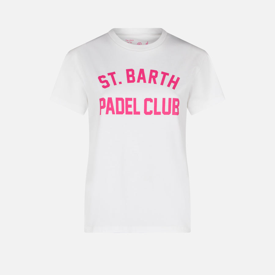 Mc2 Saint Barth T-shirt da donna in cotone con stampa St. Barth Padel Club Soddisfazione Garantita