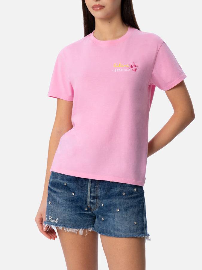Mc2 Saint Barth T-shirt da donna girocollo Emilie in jersey di cotone con ricamo Bikini Obsession Consegna Veloce