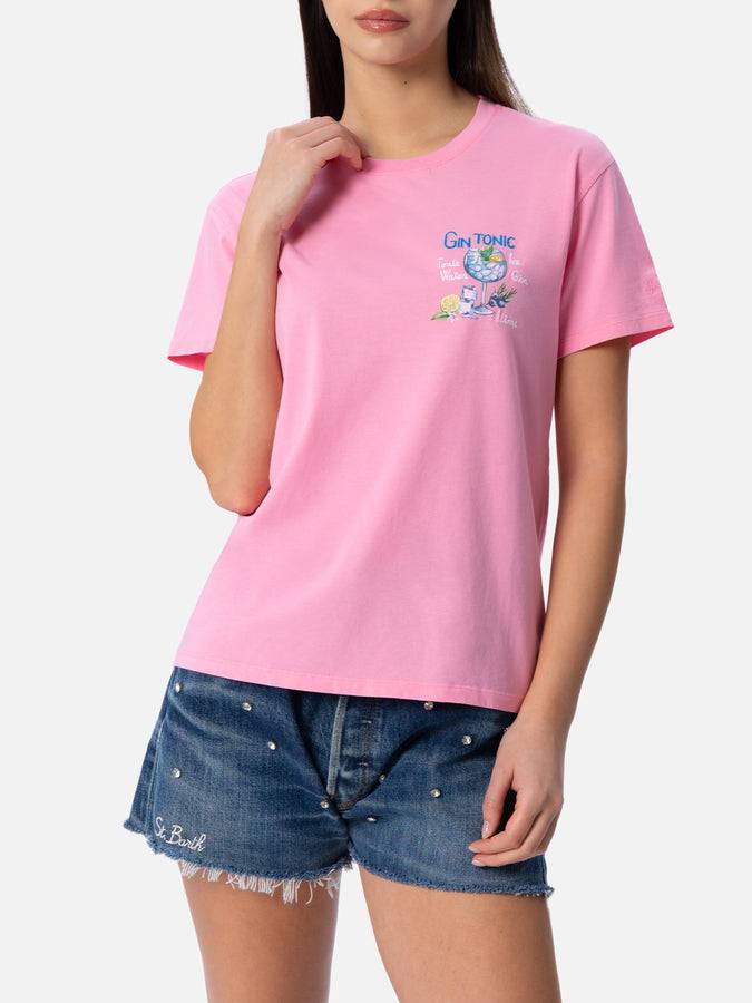 Mc2 Saint Barth T-shirt da donna girocollo Emilie in jersey di cotone con ricamo Gin Tonic Shopping Online