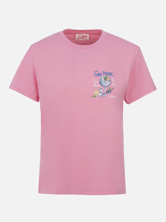 Mc2 Saint Barth T-shirt da donna girocollo Emilie in jersey di cotone con ricamo Gin Tonic Shopping Online