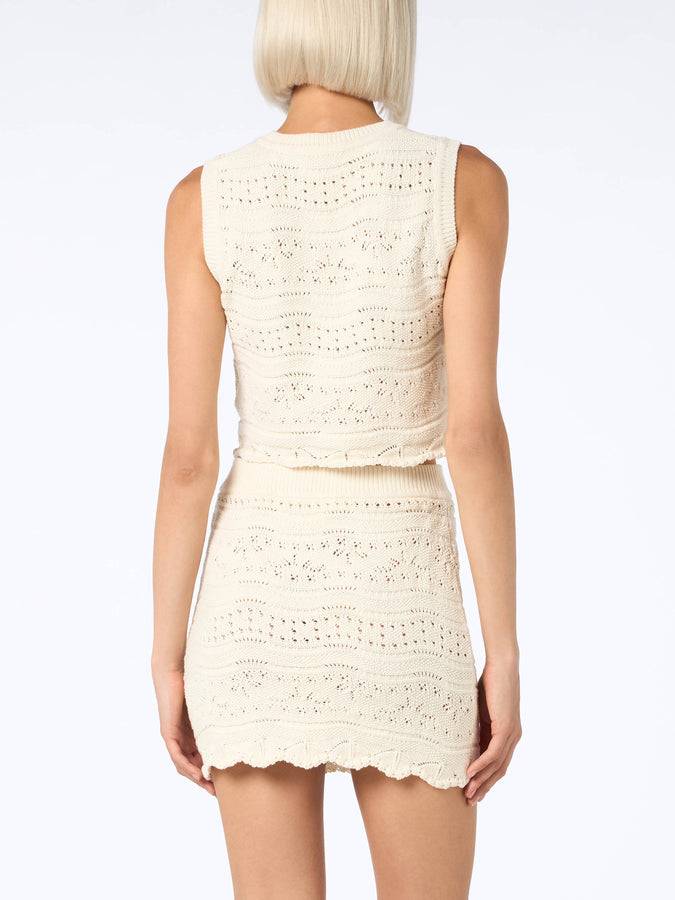 Mc2 Saint Barth Woman sleeveless cotton knit top Peach Prezzo Ridotto