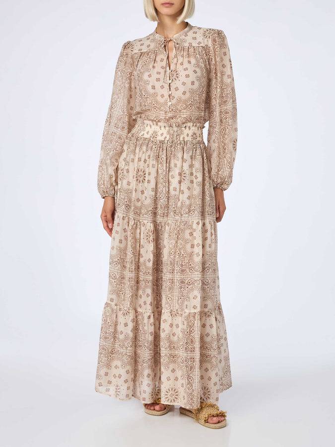 Mc2 Saint Barth Woman silk voile pleated long skirt Cheyenne Novità