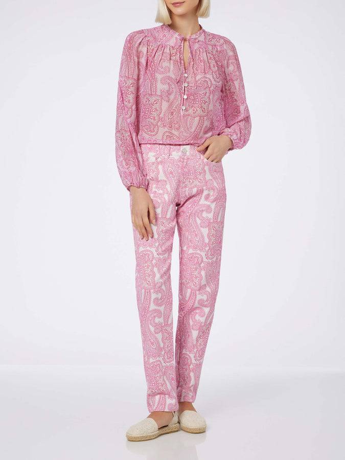 Mc2 Saint Barth Blusa da donna in voile di seta paisley Harper Offerta