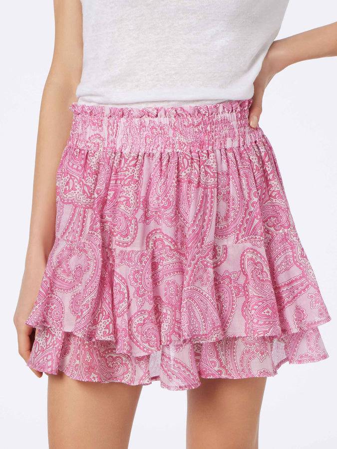 Mc2 Saint Barth Minigonna da donna con volant in voile di seta paisley Economico