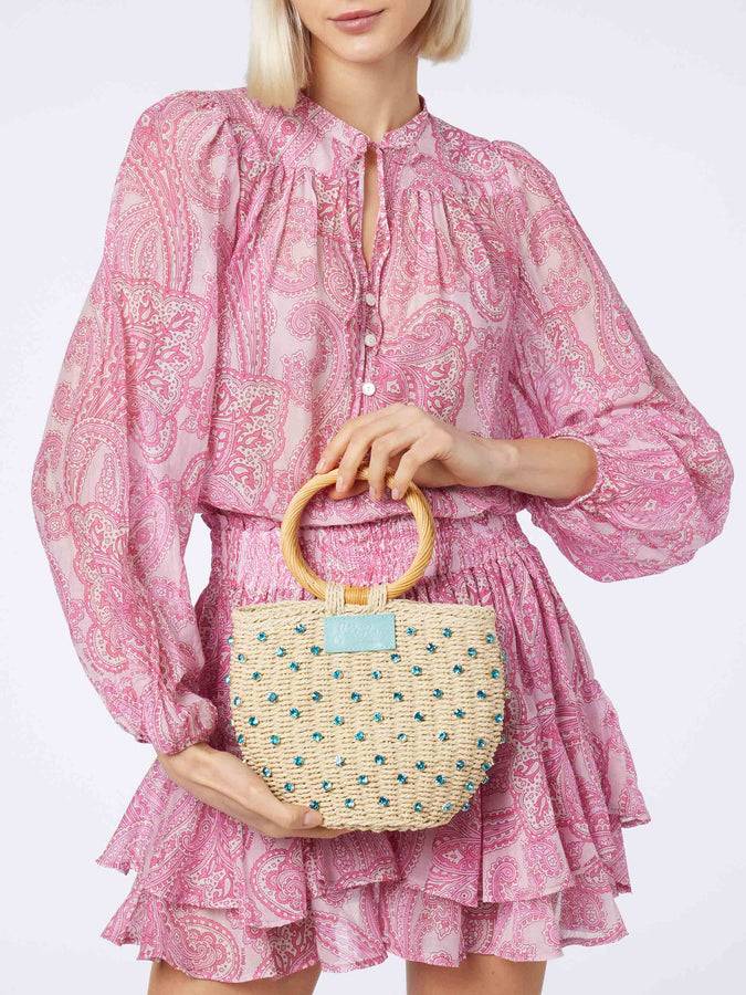 Mc2 Saint Barth Minigonna da donna con volant in voile di seta paisley Economico