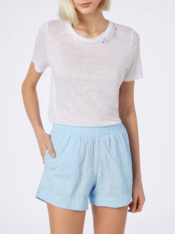 Mc2 Saint Barth Pantaloncini da donna pull up in cotone Sangallo Meave Outlet