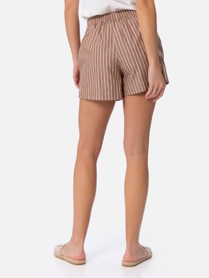 Mc2 Saint Barth Pantaloncini da donna pull up in cotone rigato Meave Negozio