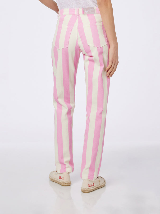 Mc2 Saint Barth Denim da donna stampa Belleville rosa a righe Italy