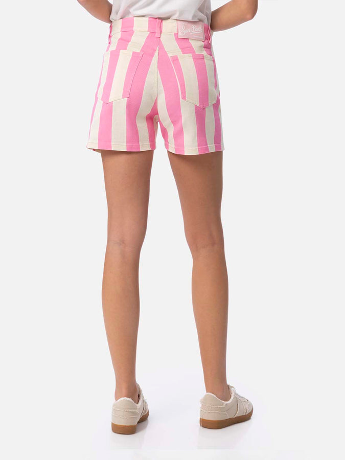 Mc2 Saint Barth Bermuda da donna Cancun in denim stampa righe rosa Italia