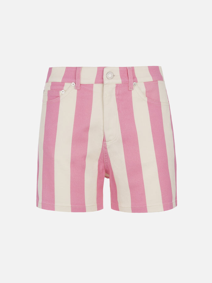 Mc2 Saint Barth Bermuda da donna Cancun in denim stampa righe rosa Italia