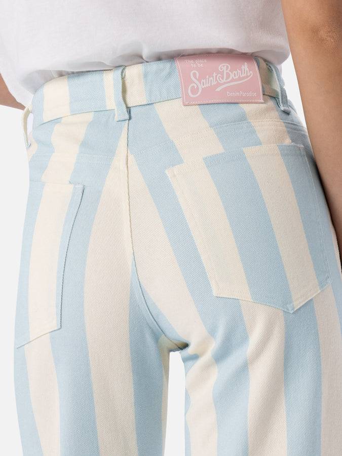 Mc2 Saint Barth Denim da donna stampa a righe azzurro Belleville 2025
