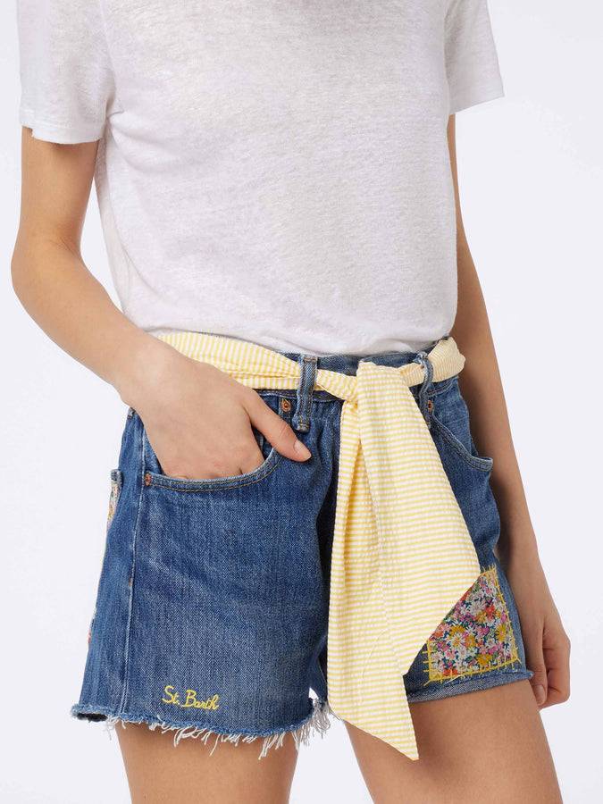 Mc2 Saint Barth Pantaloncini in denim da donna Libby | REALIZZATO CON TESSUTO LIBERTY Nuovo